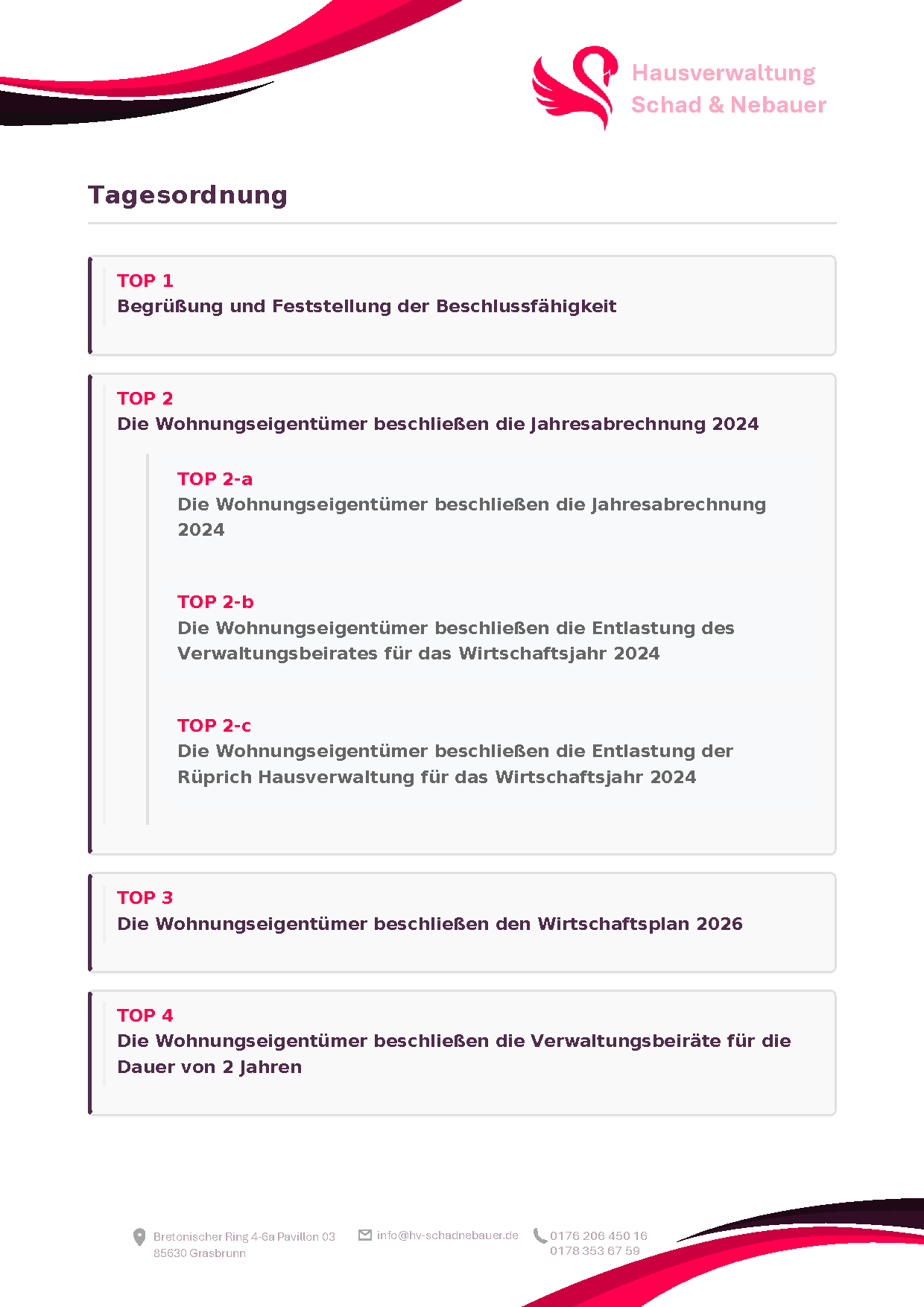 Tagesordnung Vorschau